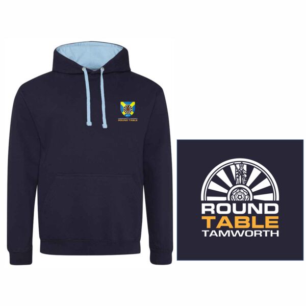Tamworth & District Round Table Contrast Hooded Sweatshirt - Navy/Light Blue Thumbnail