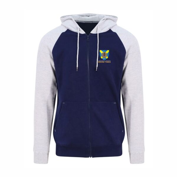Tamworth & District Round Table Baseball Zip Hoodie - Navy/Grey Thumbnail