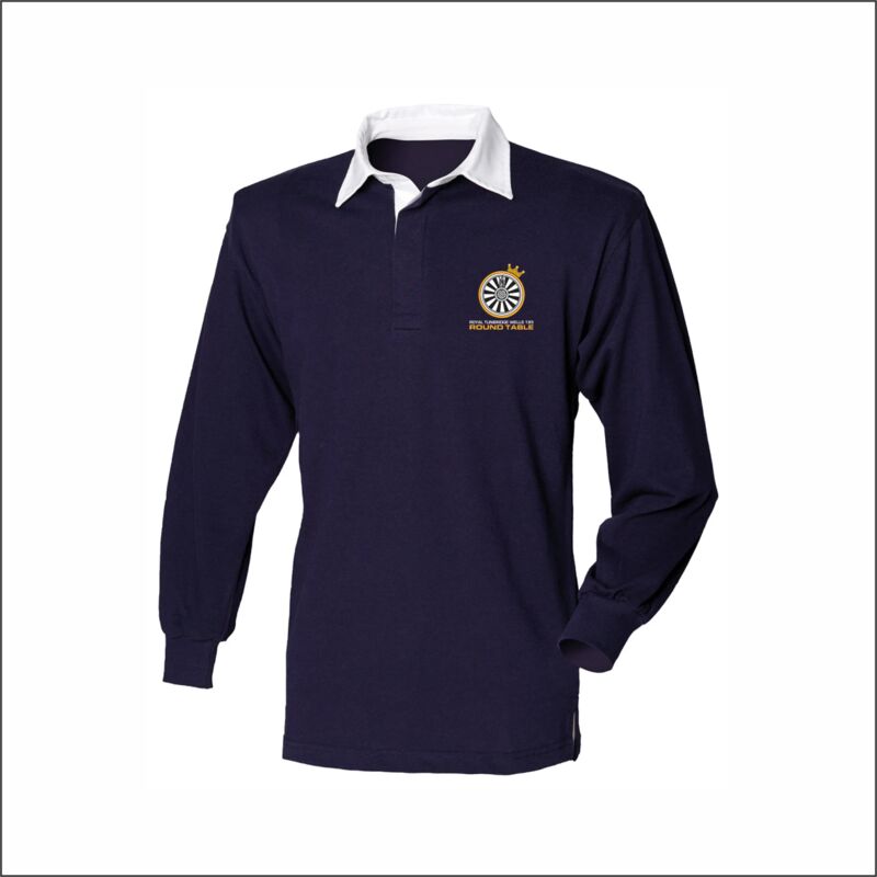 Navy Round Table Long Sleeve Plain Rugby Shirt Thumbnail