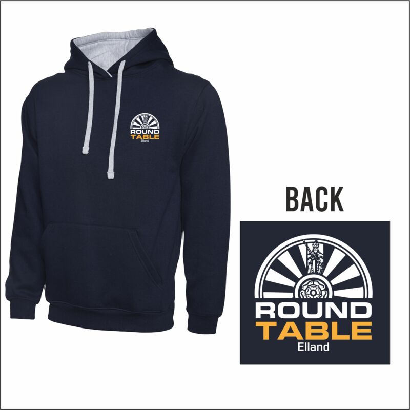 Navy & Heather Grey Elland Round Table Contrasted Hooded Sweatshirt Thumbnail