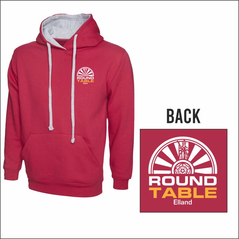 Fuchsia & Heather Grey Elland Round Table Contrasted Hooded Sweatshirt Thumbnail