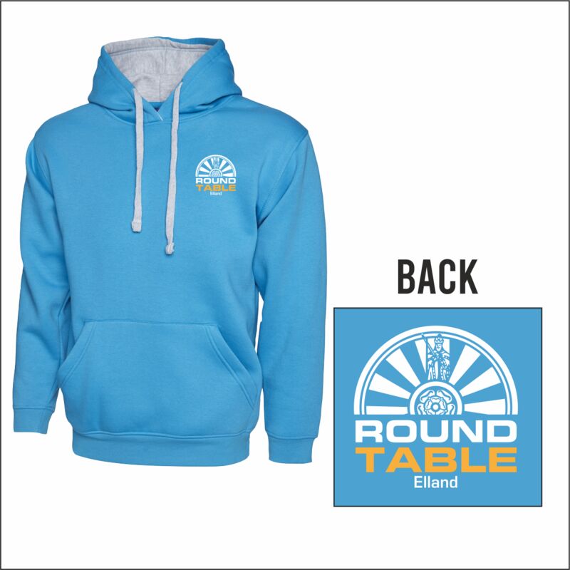 Sapphire & Heather Grey Elland Round Table Contrasted Hooded Sweatshirt Thumbnail
