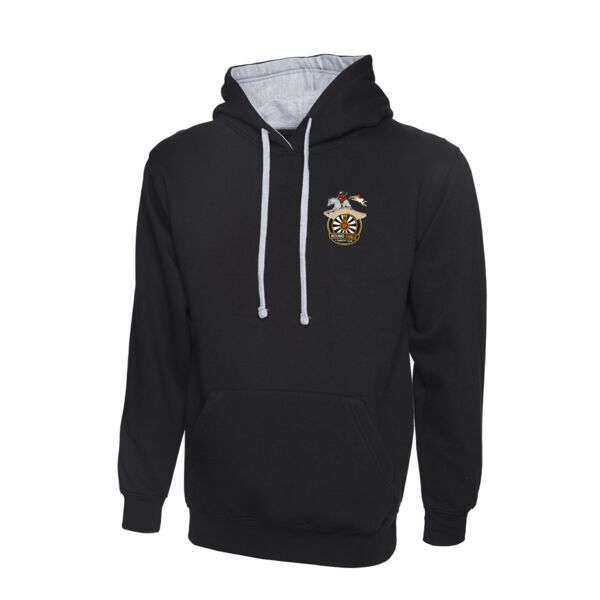 Carrick Round Table Contrast Hooded Sweatshirt - Black/Heather Grey Thumbnail