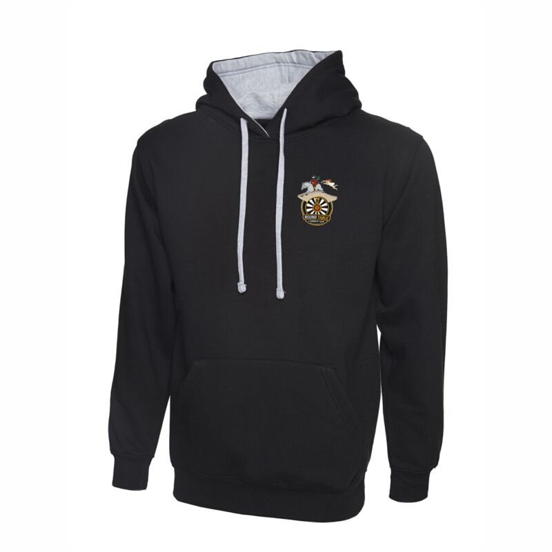 Carrick Round Table Contrast Hooded Sweatshirt - Black/Heather Grey Thumbnail